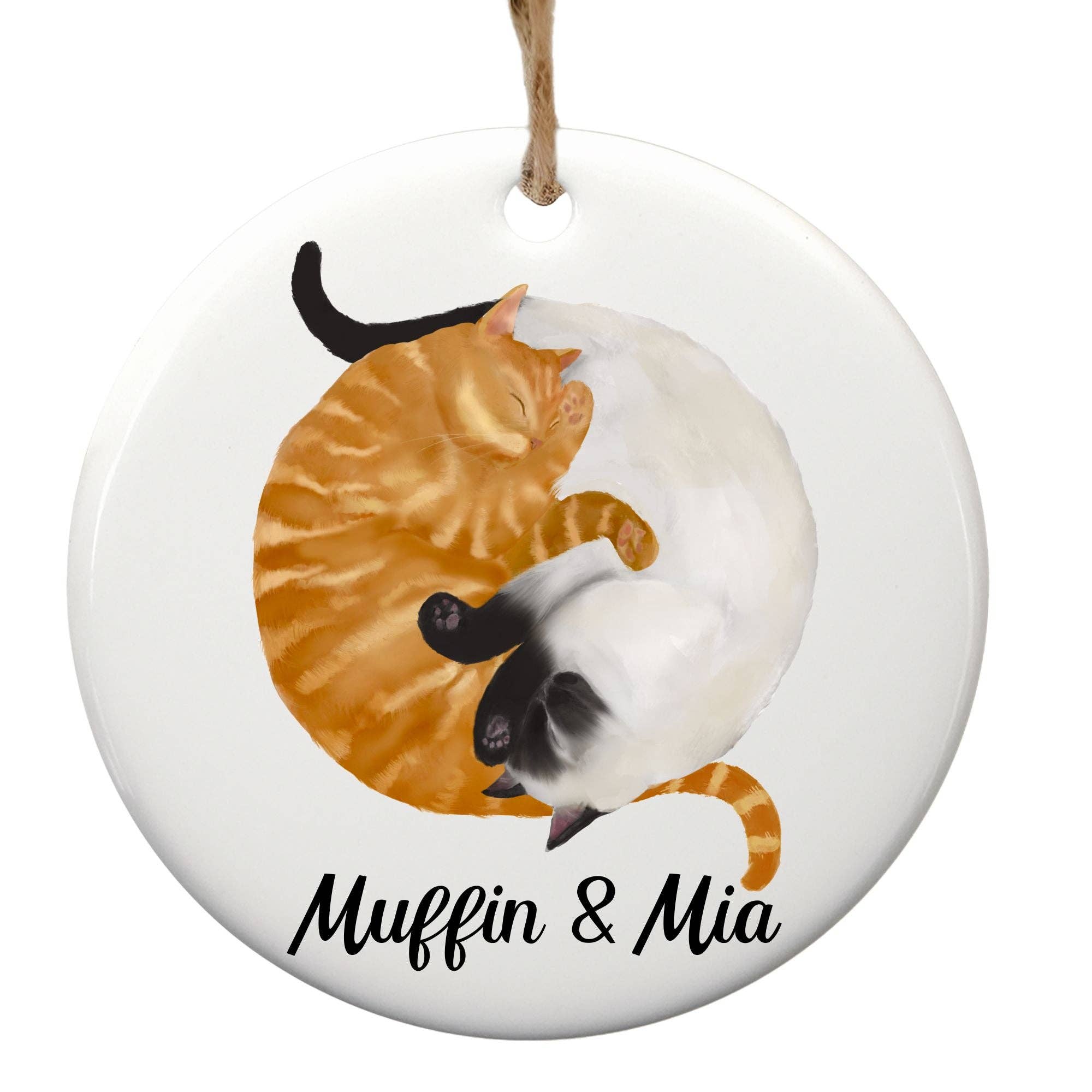 MerikaArt - Wholesale Ornament - Sleeping Orange Tabby And Siamese Cats Ceramic Ornament3