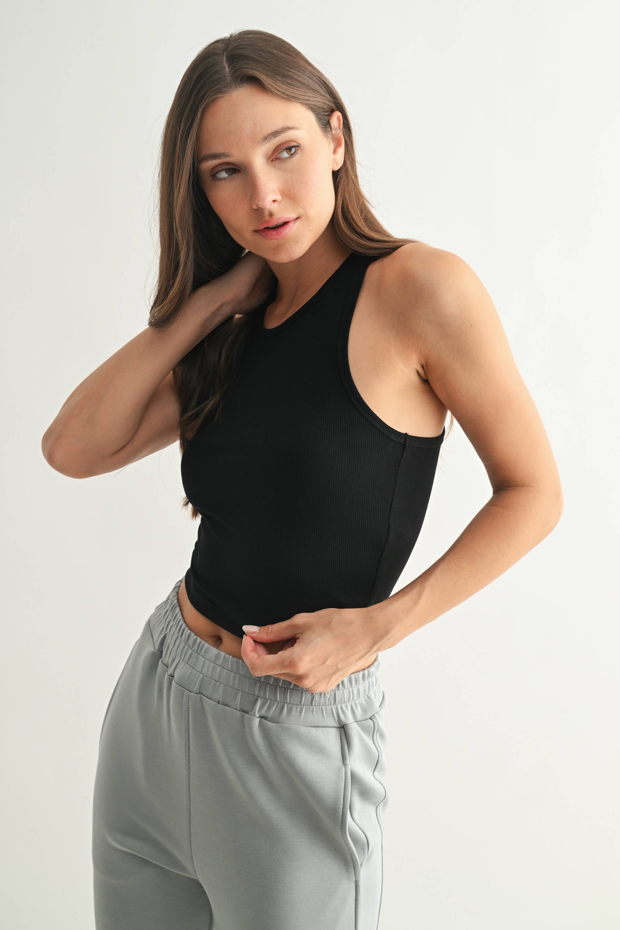 Mono B - Wholesale Tank Top - Women's - Essential Micro-Ribbed Racer Athleisure Tank Top2