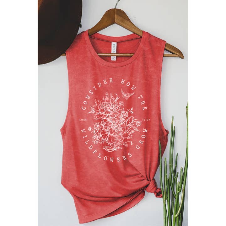 HRTandLUV - Wholesale Tank Top - Women's - WILD FLOWERS GROW MINERAL GRAPHIC TANK TOP