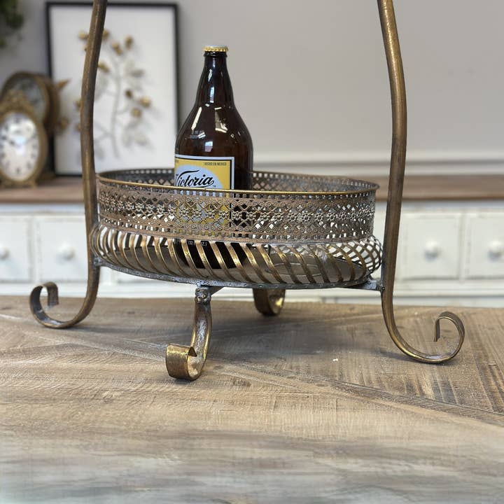 Vagabond Vintage - Wholesale Bar Cart - Vintage 2-Tier Metal Bar Cart Stand2