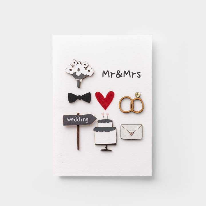 PESKOVOI - Wholesale Wedding Card - 3D Wooden Wedding Card – Mr & Mrs Handmade Card by PESKOVOI3