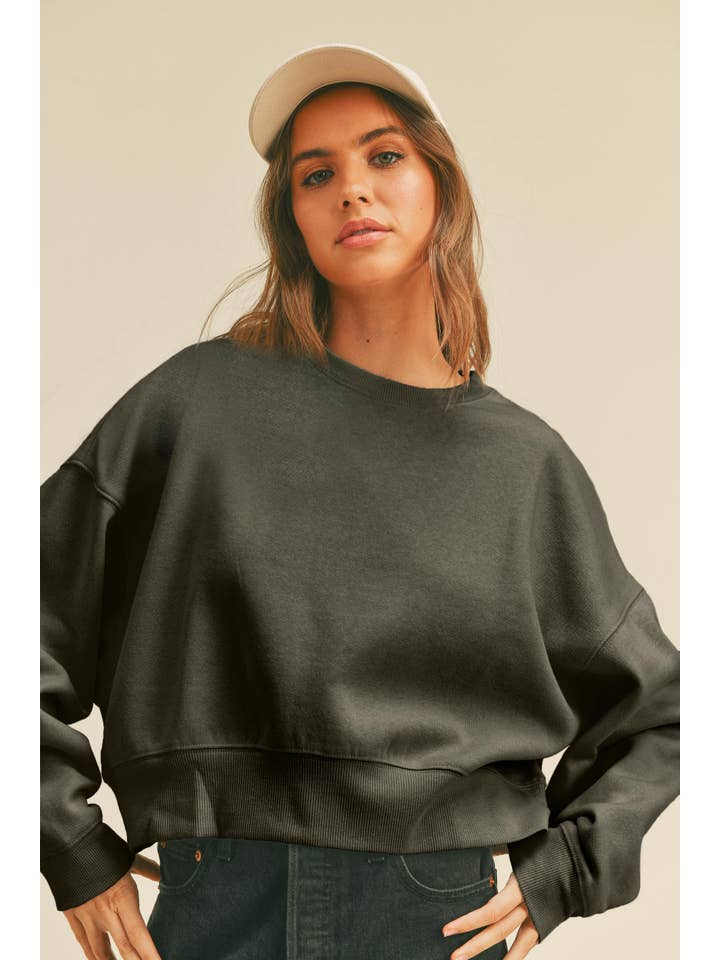Honestee - Wholesale Sweatshirt - Women's - Blank Short Cropped Long Sleeve Sweatshirt