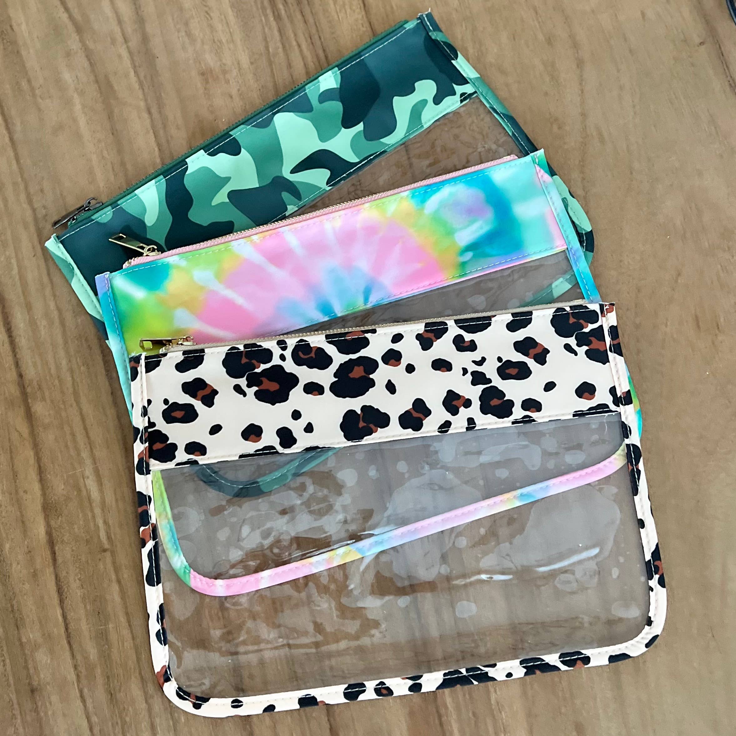 Palmy Pineapple - Wholesale Pouch - Women's - Nylon Top Clear Pouch with Chenille Letters of Your Choice24