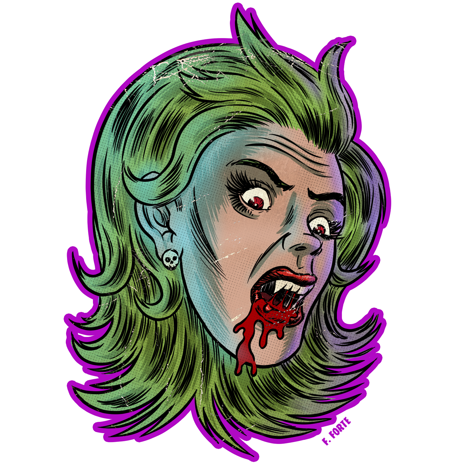 Xeno Pop - Wholesale Sticker - Frankenhorrors Vampire Fangs 5x4 die cut vinyl sticker2