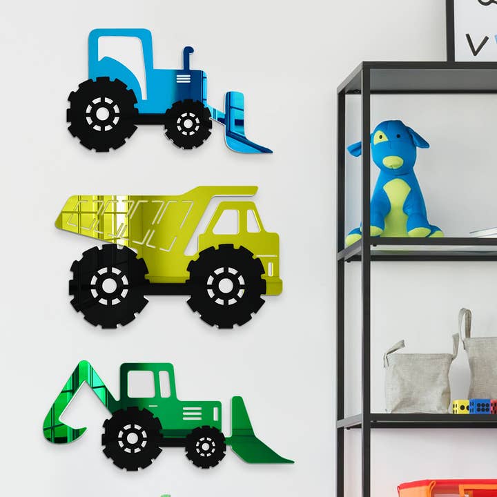 Construction Trucks | Acrylic Art | Mirrored Wall Decor for wholesale by 4ArtWorks