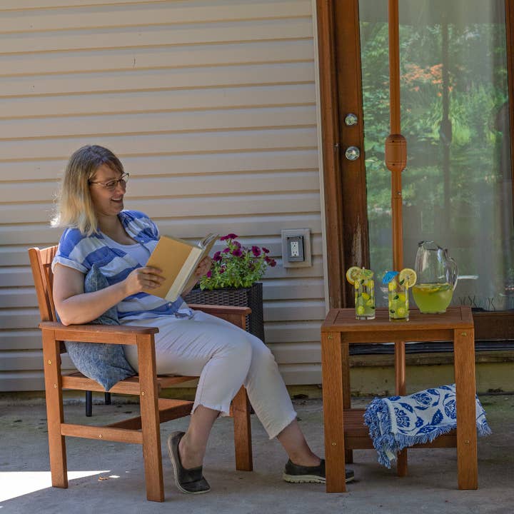 Sunnydaze Decor - Wholesale Patio Set - Meranti Wood 3-Piece Patio Conversation Set with 2 Chairs4