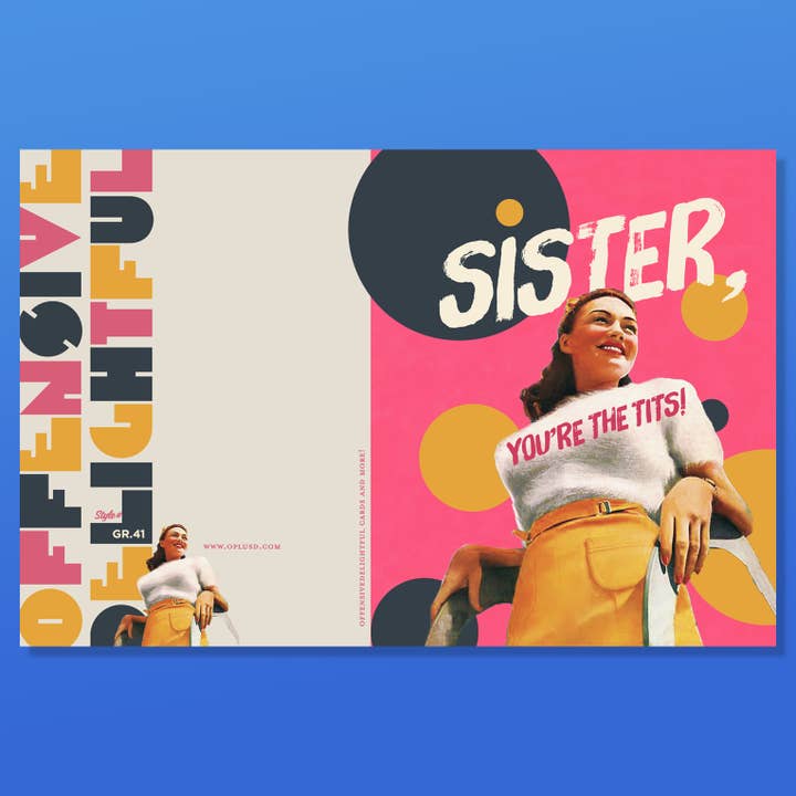 offensivedelightful – wholesale Friendship card – PINK TITS sister, encouragent card1