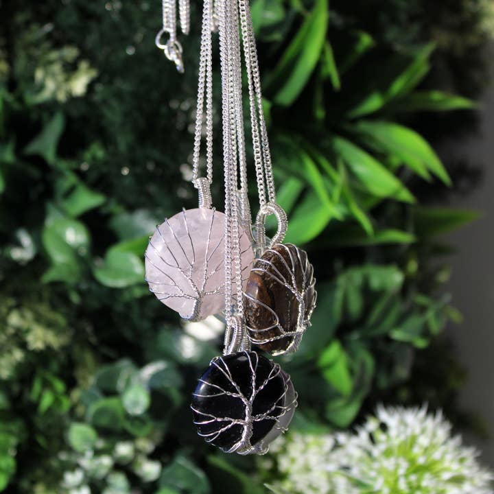 Ancient Wisdom - Wholesale Pendant/Charm Necklace - Tree of Life Gemstone Necklace - Rose Quartz2