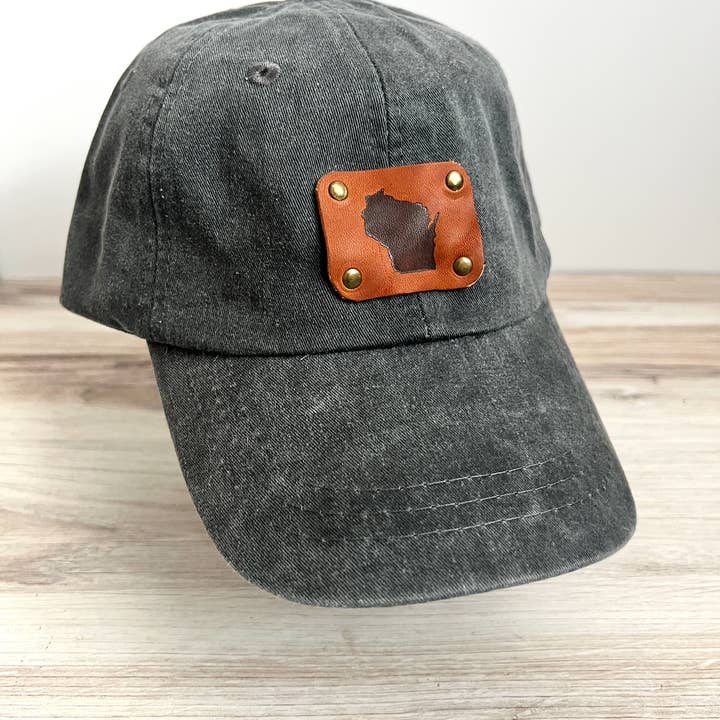 Blu Mountain Co. - Wholesale Baseball Cap - Unisex - Wisconsin Hat with Leather Patch - WI Baseball Cap