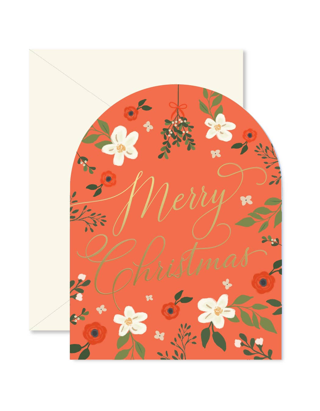 Ginger P. Designs - Wholesale Christmas Card - Red Christmas Floral Arch Greeting Card 0