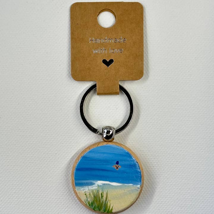 Portachiavi per nuoto selvaggio, dipinto a mano singolarmente su legno per la vendita all'ingrosso da parte di Mi Designs, Moray