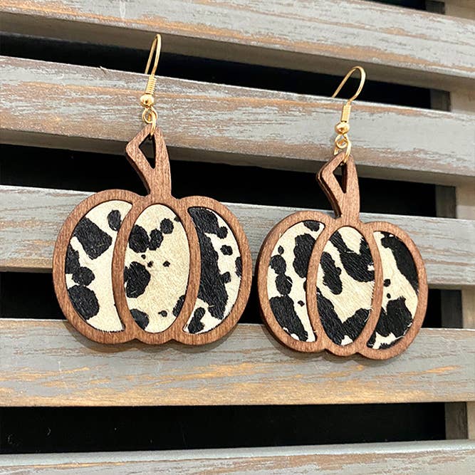 UNISHE - Wholesale Dangle Earrings - Leopard Pumpkin Wood Earrings ZK1021