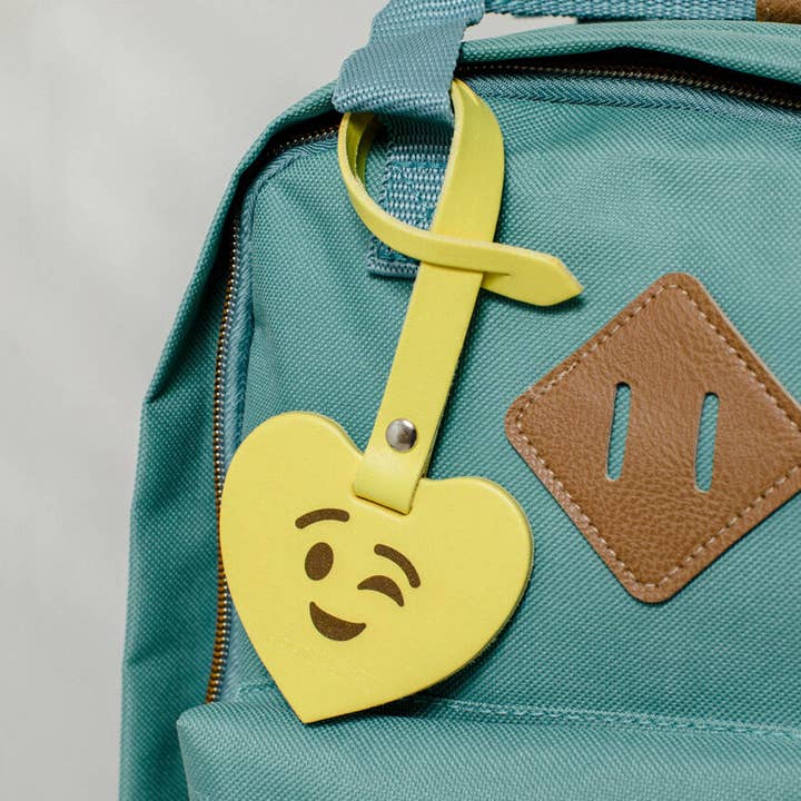Custom Emoji Leather Luggage Tag for wholesale by Holdall & Co Ltd