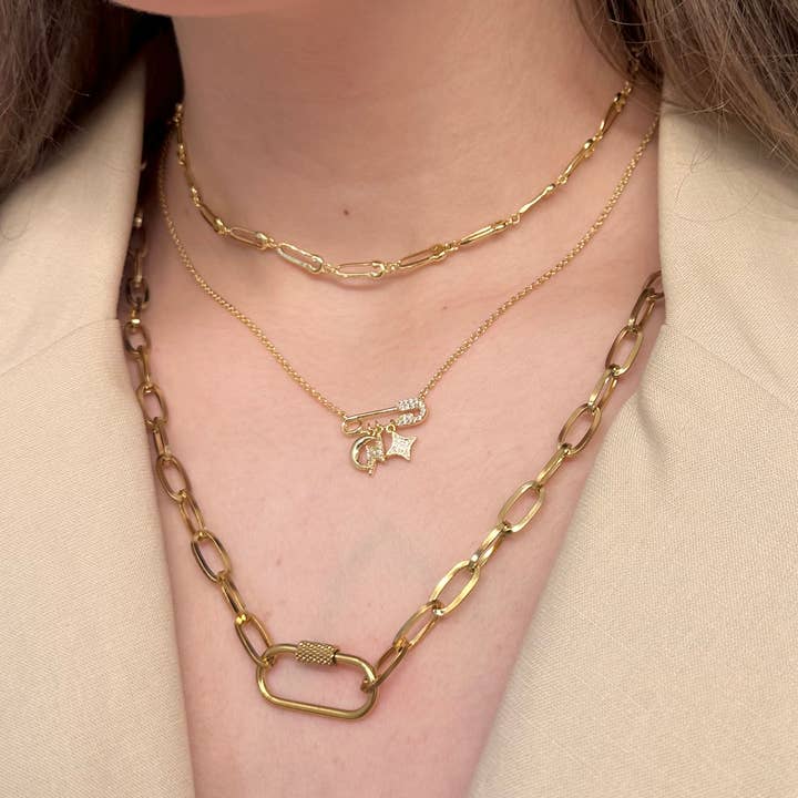 KIKICHIC - Wholesale Link & Chain Necklace - Open Carabiner Link Chain Necklace
