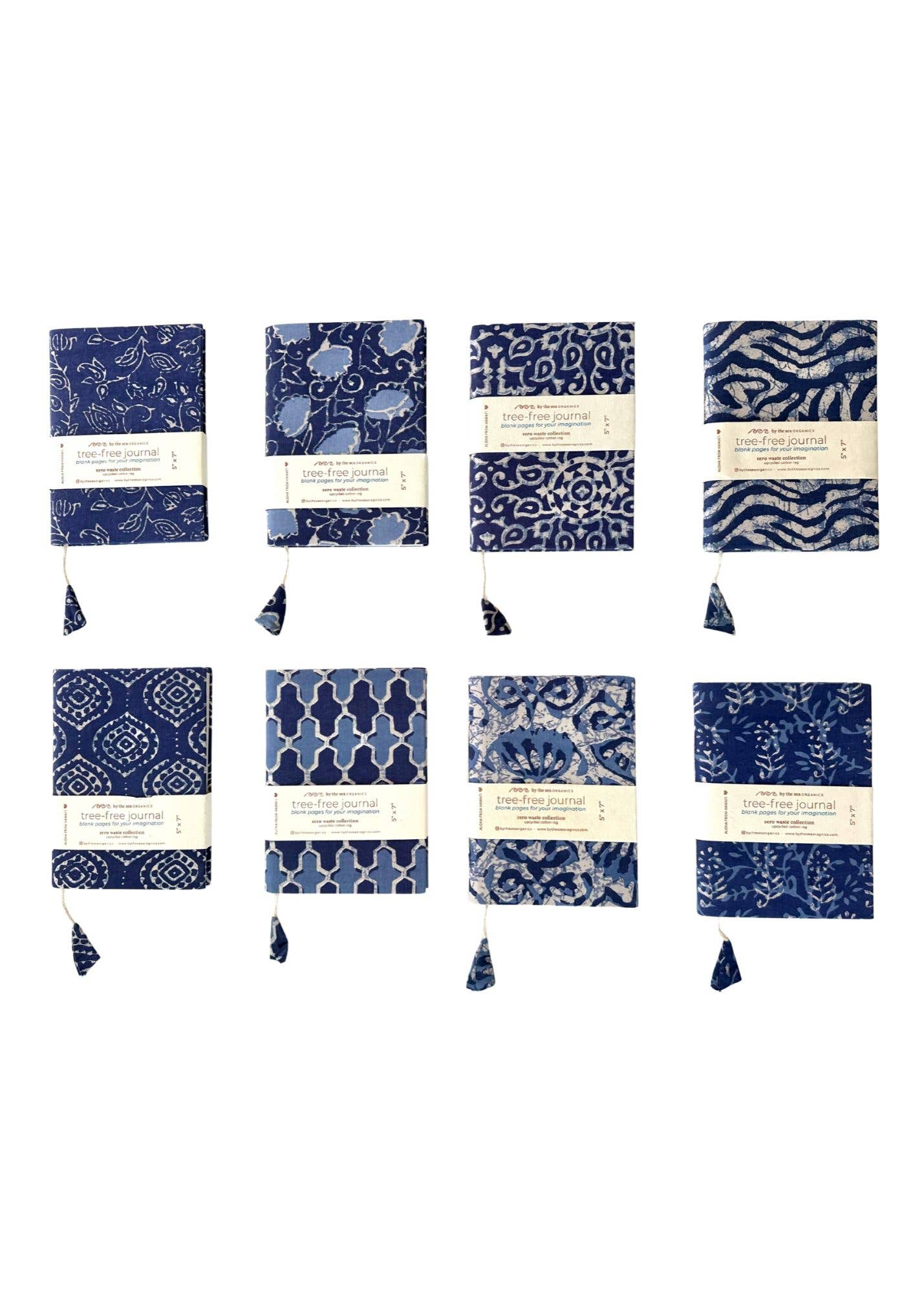 By The Sea Organics - Wholesale Journal/Diary - COTTON JOURNAL INDIGO COLLECTION -  5" x 7"0