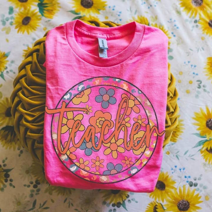 Teacher Boho Floral Leopard TRANSPARENT DTF Print for wholesale by Simple Tymes