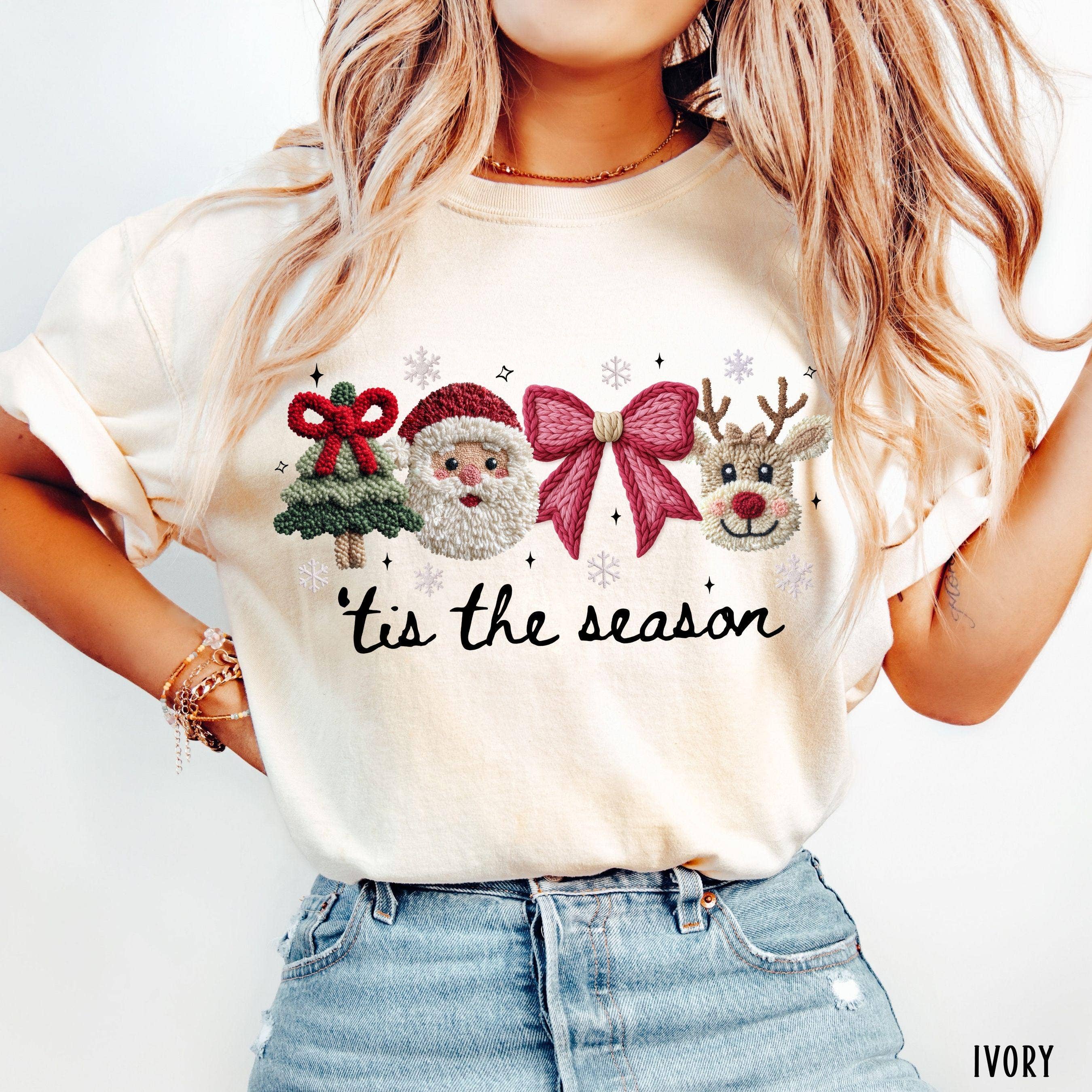 Glaime - Wholesale T-Shirt (Graphic) - Women's - Tis the Season Christmas Comfort Colors Tee, Xmas Sweater0