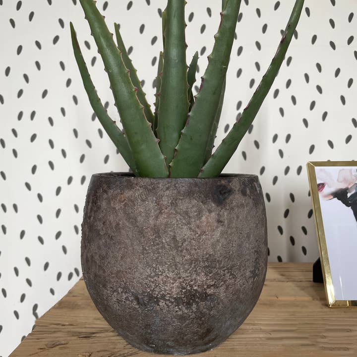 Pavot blue ltd - Wholesale Plant Pot - Bali light grey vintage effect stone planter