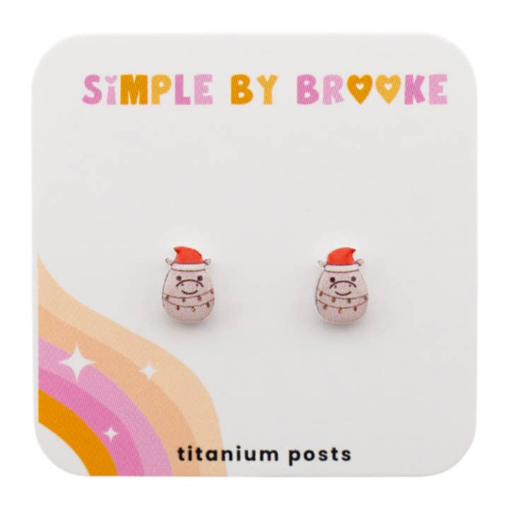 Hippo Squishmallow Christmas Stud Earrings // Cute for wholesale by SimplebyBrooke