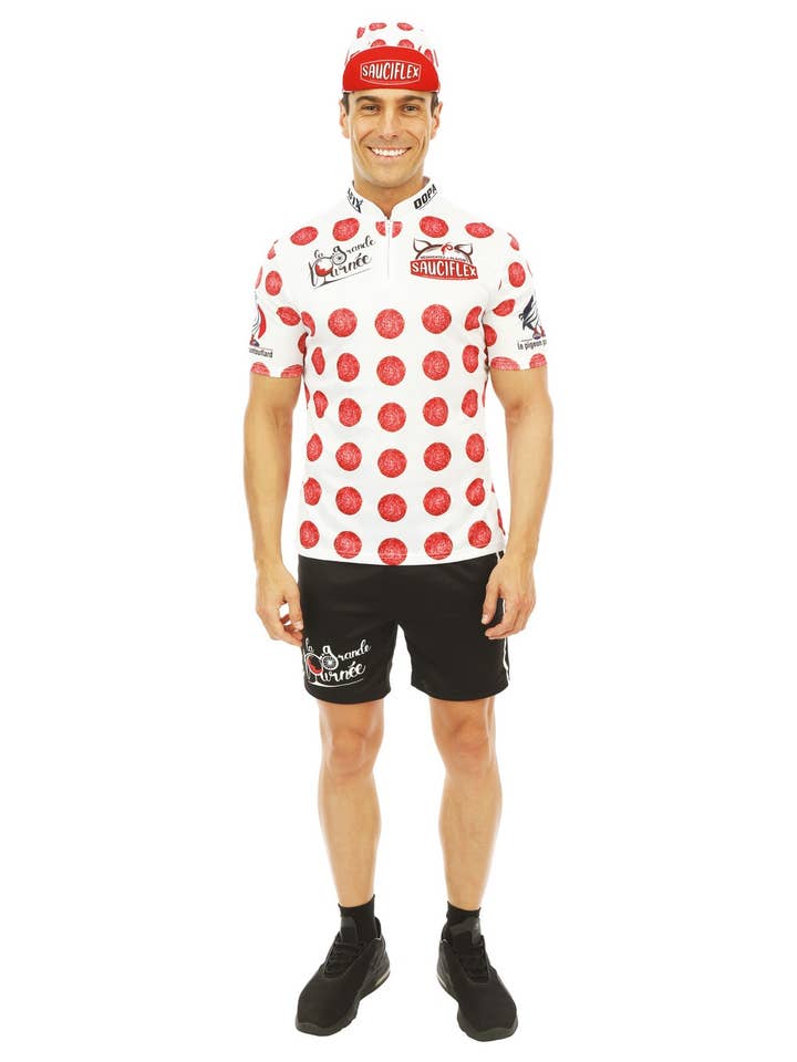 Costume Cycliste - Sauciflex, Blanc, Rouge - Adulte - S/M pour la vente par P'tit Clown