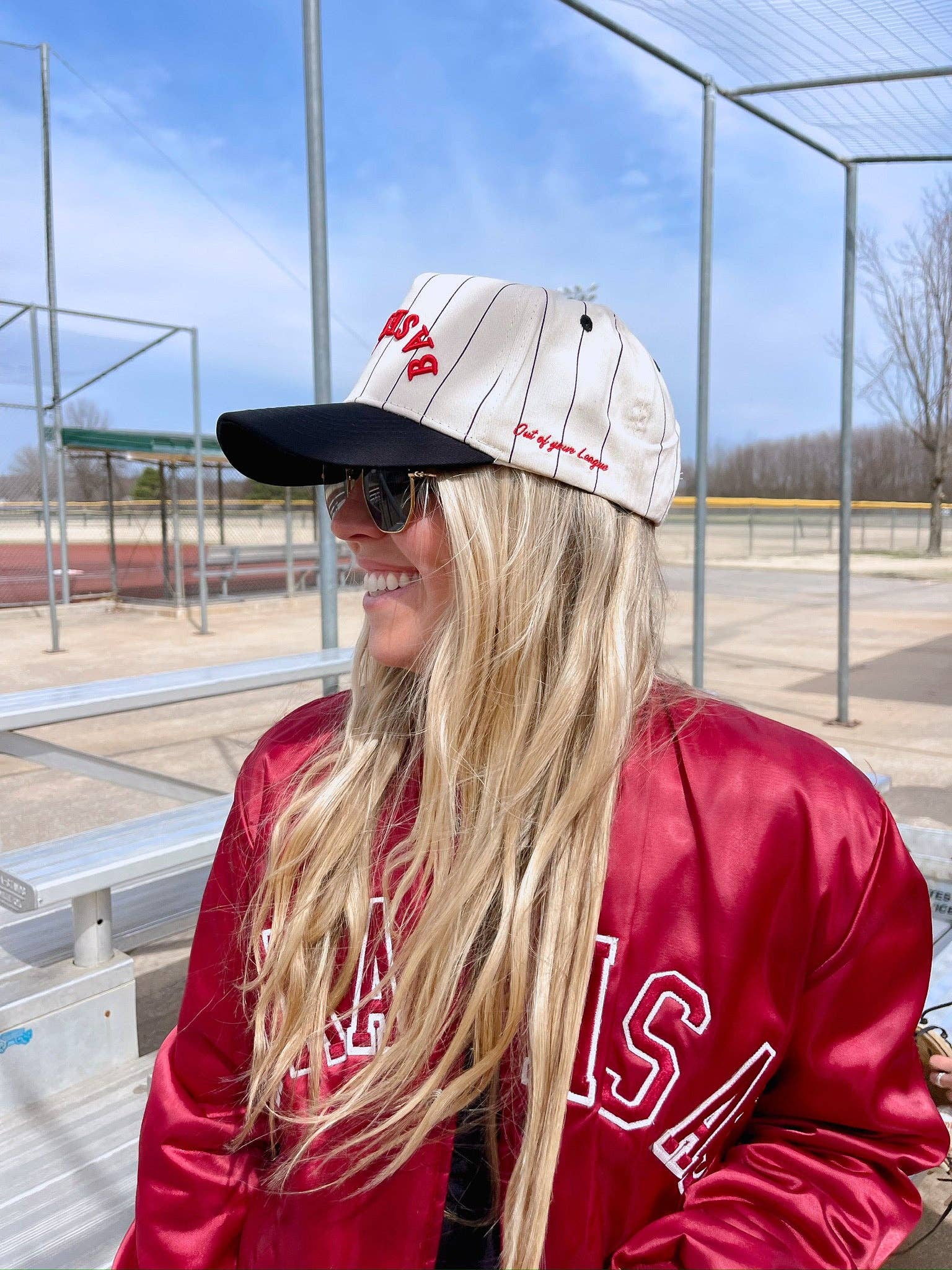 KENZKUSTOMZ - Wholesale Trucker Hat - Women's - BASEBALL - Red on Black Stripe Vintage Hat4