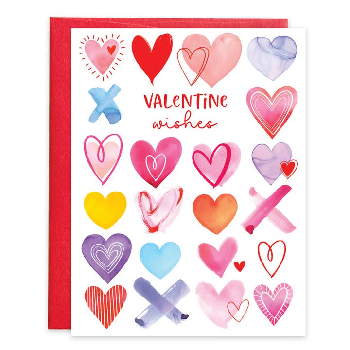 Valentine Greeting Card - Colorful XO for wholesale by GINA B DESIGNS
