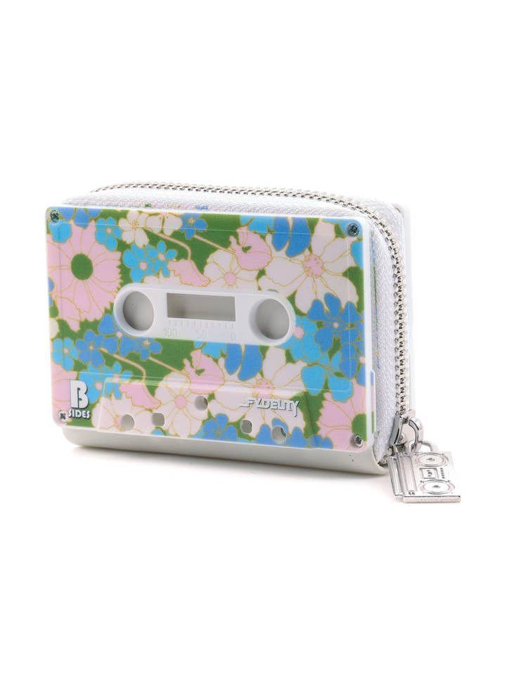 70296: Cassette Tape Wallet | Pink Blue Retro Floral for wholesale by Fydelity