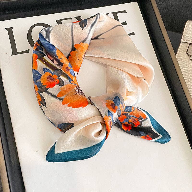 SueSilkHK – Engroshandel Tørklæde - Dame – Tørklæde i 100 % morbærsilke med blomstermotiv | Multianvendeligt halstørklæde, hårtørklæde og gaveidé til Mors Dag0