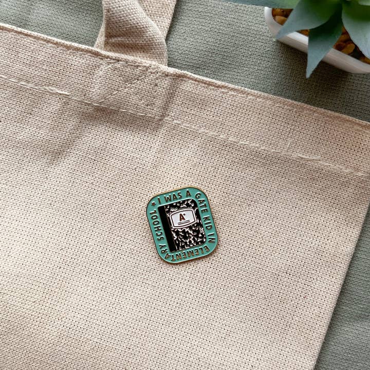 Femme Flora Design - Wholesale Lapel Pin/Button - I Was A GATE Kid In Elementary School Cute, Pastel Soft Enam4