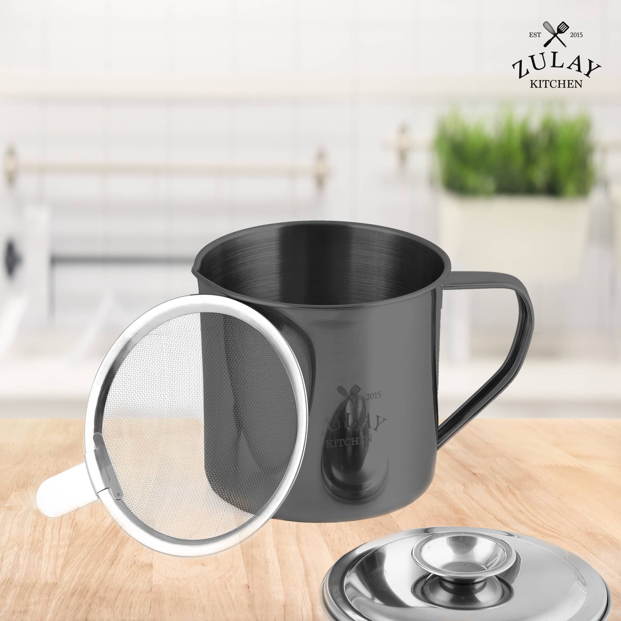 Zulay Kitchen - Wholesale Food Storage Container - Bacon Grease Container With Strainer & Lid - 1 Liter13