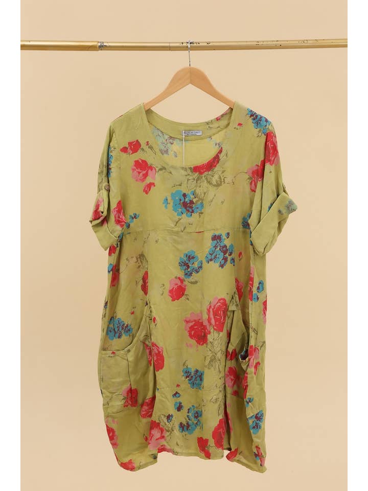 la maison des fibres naturelles – wholesale Klänning - Dam – Klänning i 100 % linne med blommönster 32405