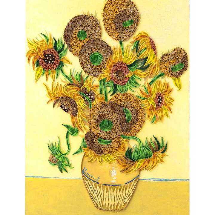 Quilling Card - Wholesale Art Print - Quilled Sunflowers, Van Gogh Art (11in.x15in.)