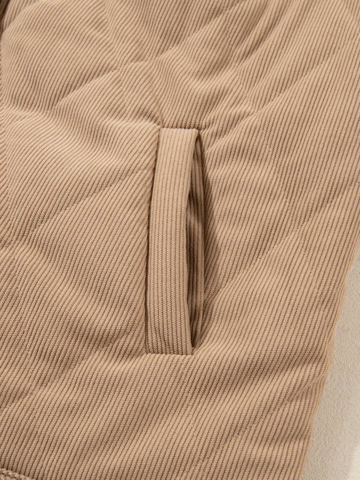 Camel Elizabeth Cord Snap Vest Plus Jacket for wholesale on Faire4