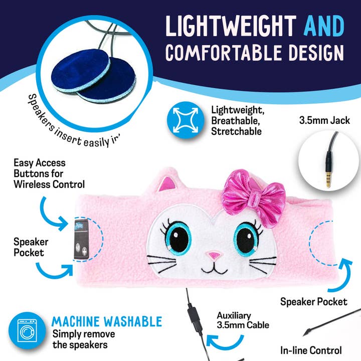 CozyPhones - Wholesale Stuffed/Plush Toy - Kids & Baby - CozyPhones Kids Headband Headphones - Case of 12 KITTY1
