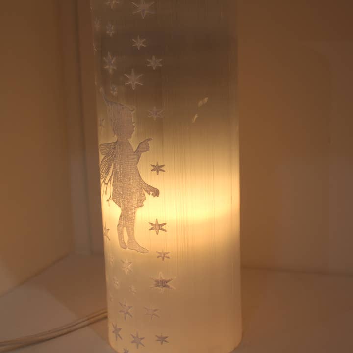 Quasar Gems USA - Wholesale Spiritual Stone/Crystal - Selenite Fairy Cylinder Lamp