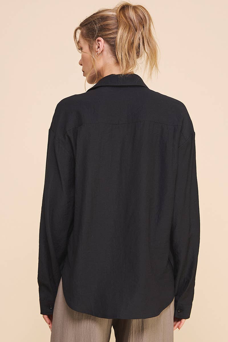 Allie Rose - Wholesale Button Down Shirt - Women's - Easy Textured Button Front Shirt2