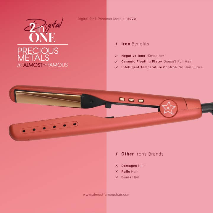 Almost Famous – wholesale Plattång – Digital 2inOne Twist platt järn - Rose Gold Titan plattor