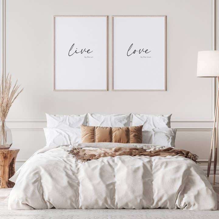 Live By The Sun, Love By The Moon Prints (Set of 2) for wholesale by Embracing Rainbows