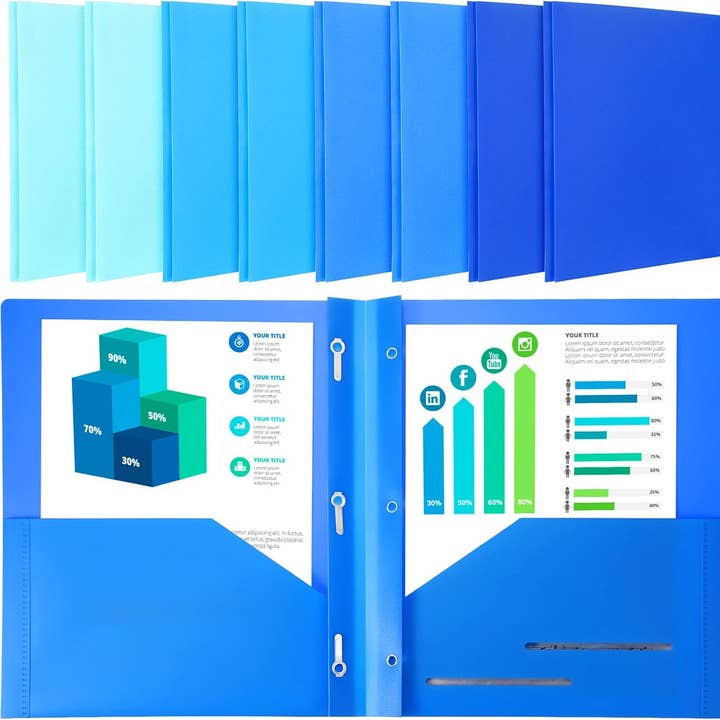 Plastic File Folders with Pockets & Prongs for wholesale by Crover