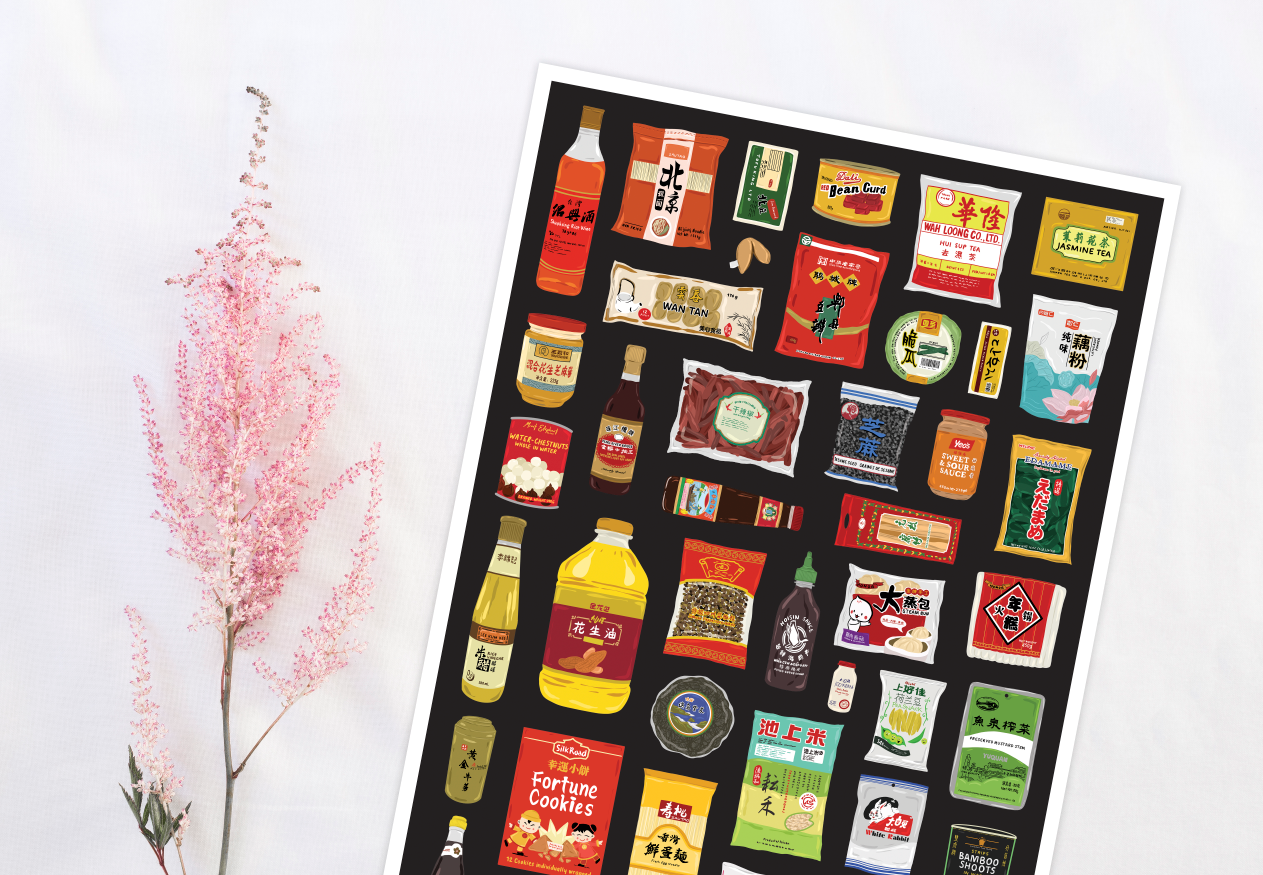 Bea Baranowska Illustration - Wholesale Art Print - Chinese Food Larder Print5