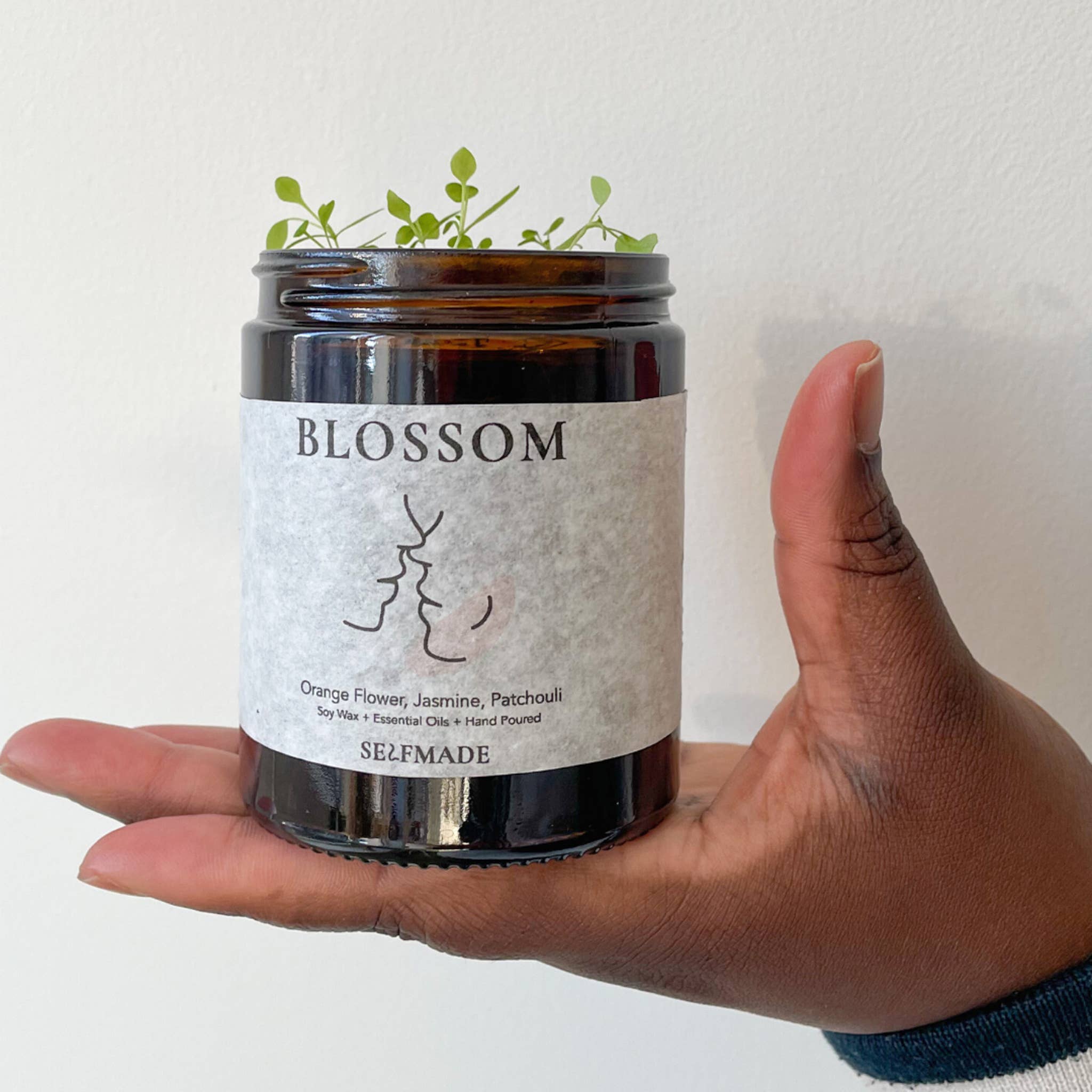 Selfmade Candle - Vente Bougie en bocal - Bougie en forme de fleur d'oranger avec étiquette plantable - Végétalienne2