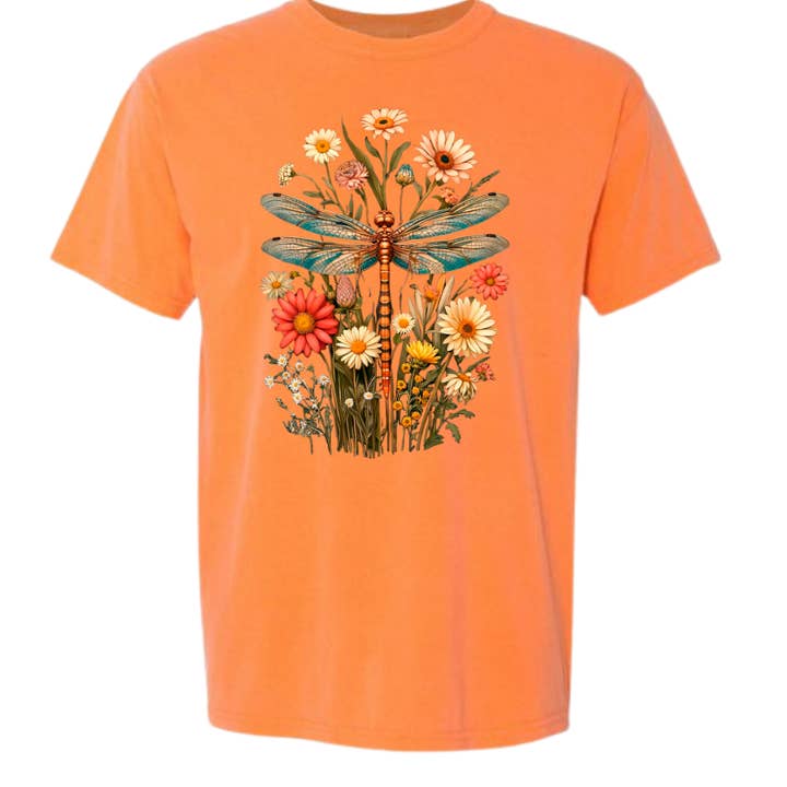 Wildflower Dragonfly Tee — Botanical Nature Illustration for wholesale by Story & Grace Co