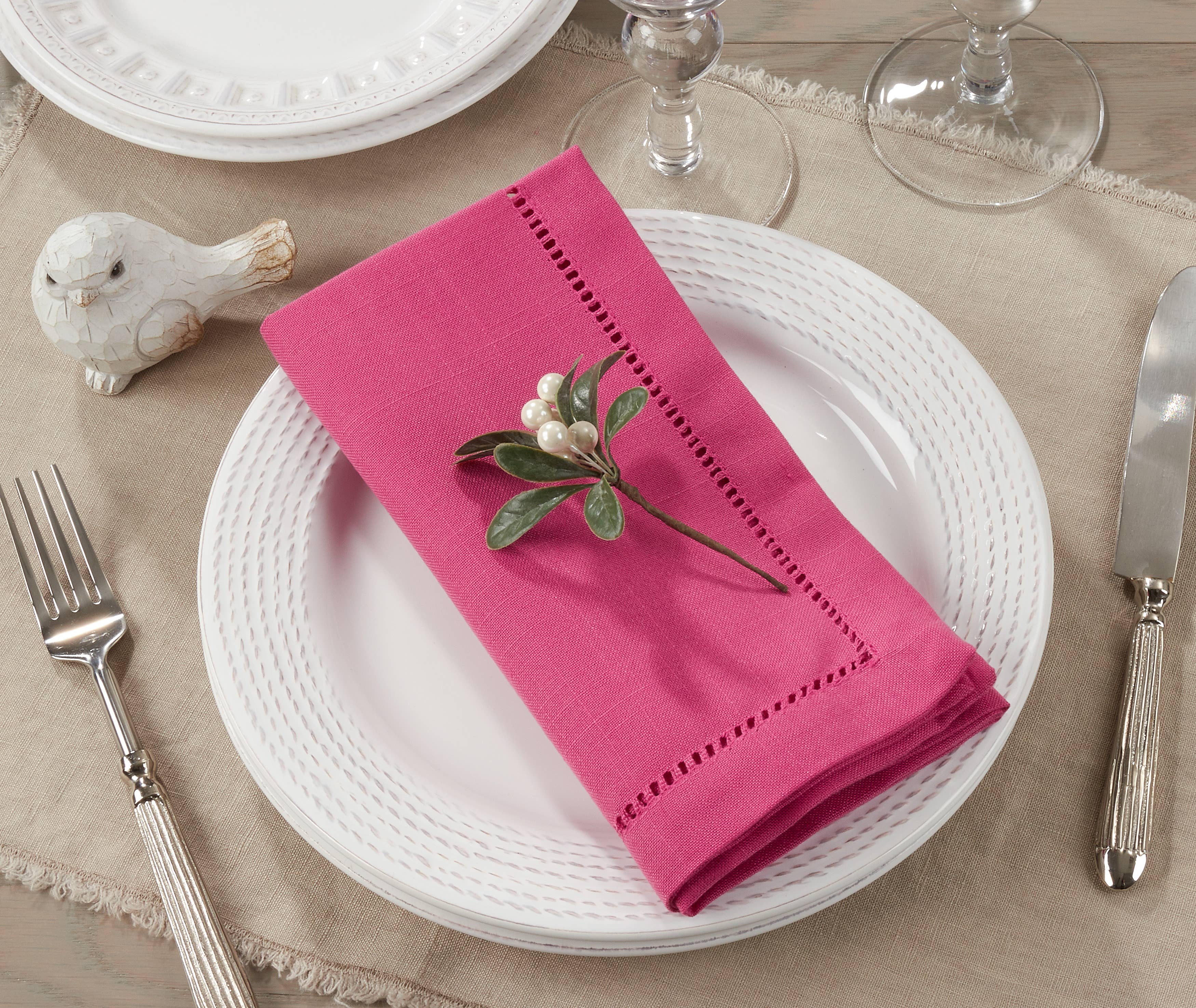 Saro Lifestyle – wholesale Dinner & cloth napkin – Poly Hemstitched Dinner Napkin8