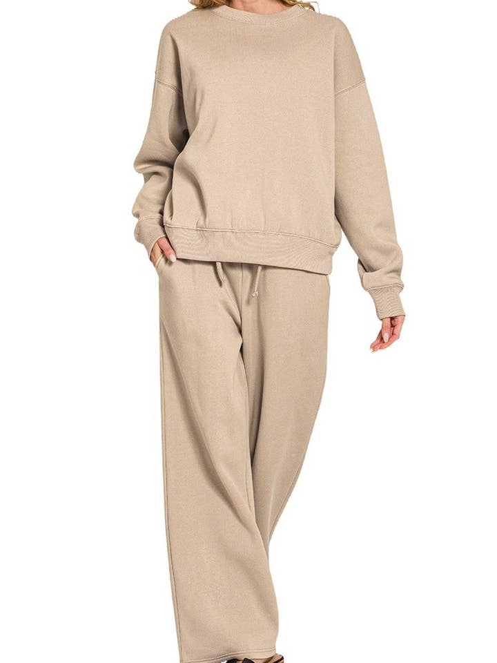 Fleece Long Sleeve Pullover And Sweatpants Set for wholesale by Vanilla Monkey