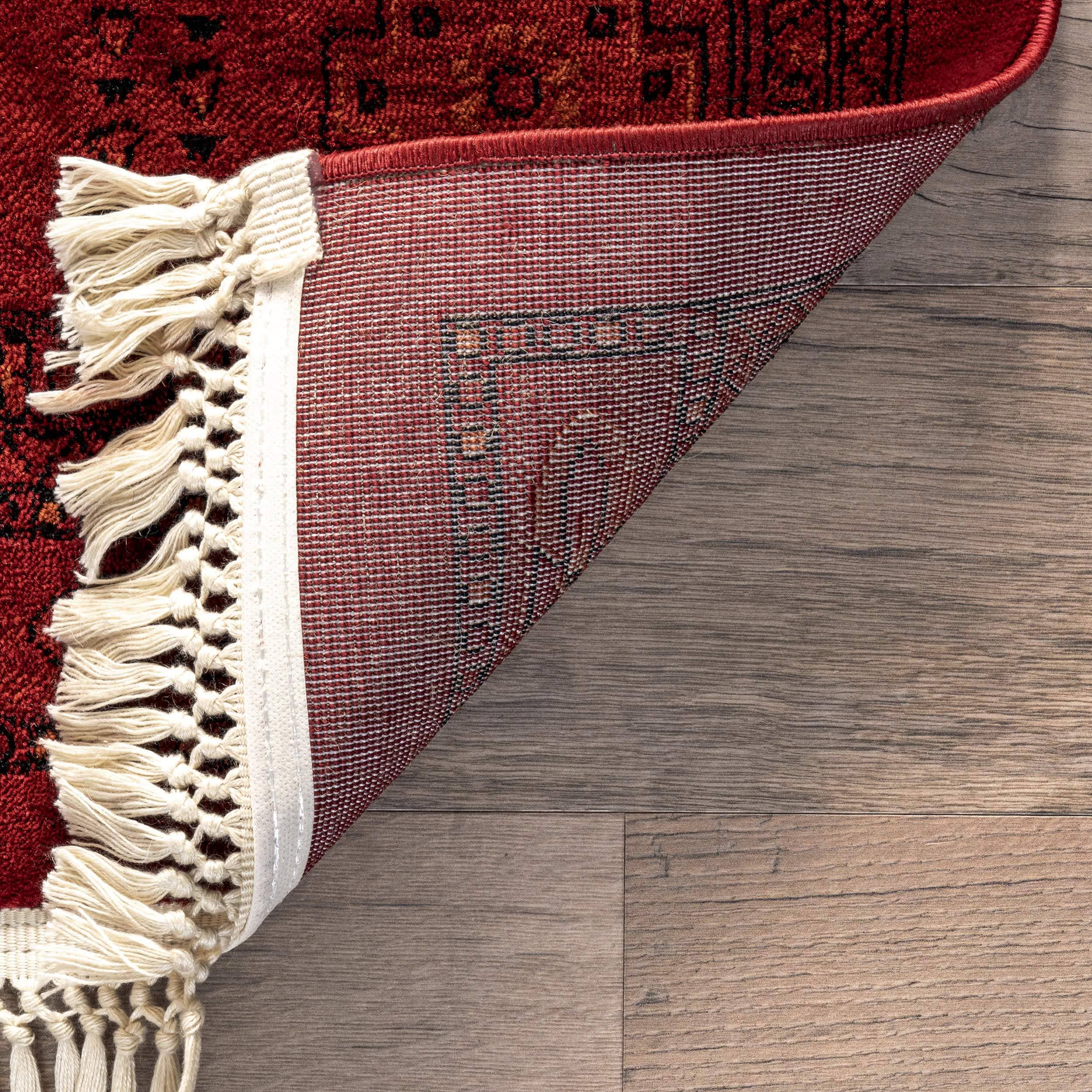 Red Diandra Traditional Persian Motif Fringe Area Rug for wholesale on Faire5