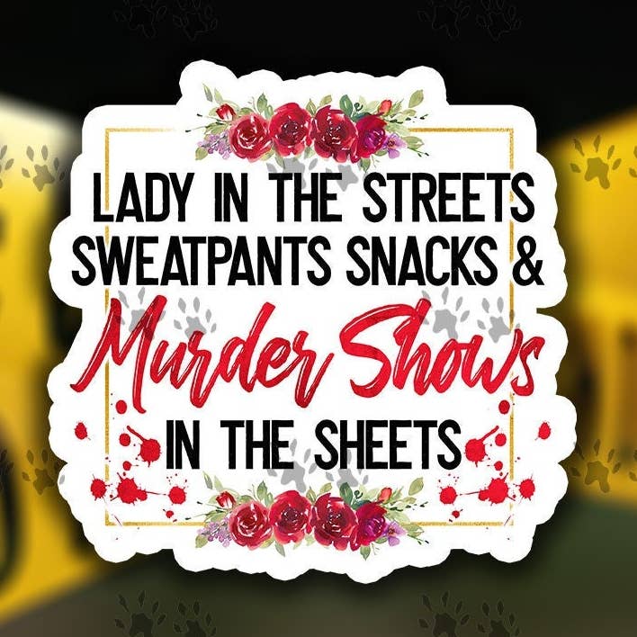 Sticker op vinyl - Dame in Streets, echte misdaadjunkie voor wholesale door The Red Otter