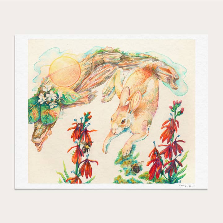 Fine Art Print: Nor'Easter Rabbit: 11 x 14 in. for wholesale by KL Bierman