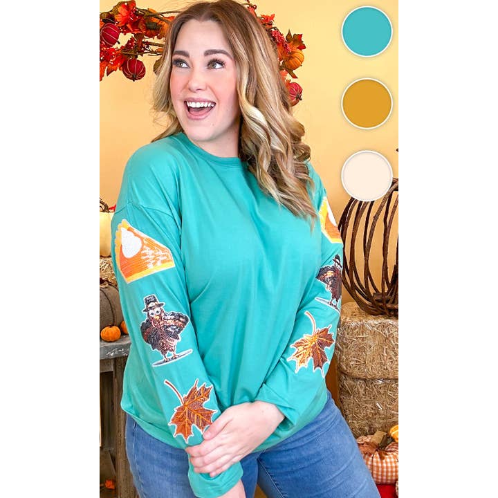 Thanksgiving Sparkle Sleeve Boyfriend Long Sleeve T-Shirt and other Purchase Wholesale thanksgiving sequin. Free Returns & Net 60 Terms on Faire trending on Faire.