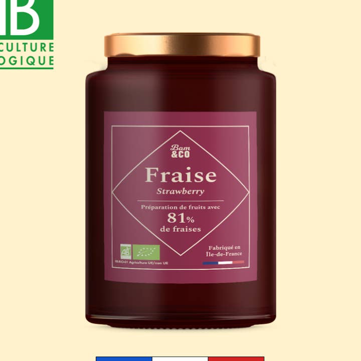 Organic Strawberry “Jam” - Confibam Strawberry 900g for wholesale by BAM&Co Création