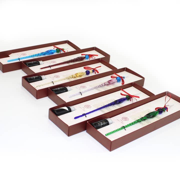 San Lorenzo Design - Wholesale Pen - Murano Twisted Glass Pen, Classic Writing Instrument